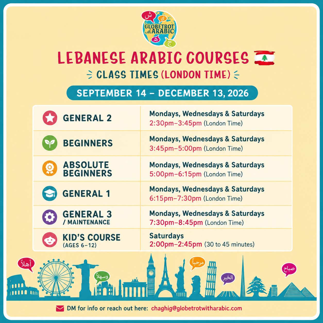 Lebanese Arabic Live Zoom Courses | 3-Month Interactive Lebanese Dialect Progra